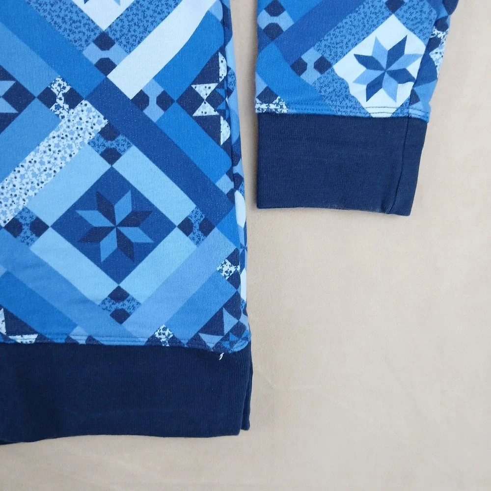 Lands End Medium 10-12‎ Womens Sweatshirt Serious Sweats Geometric 20x26