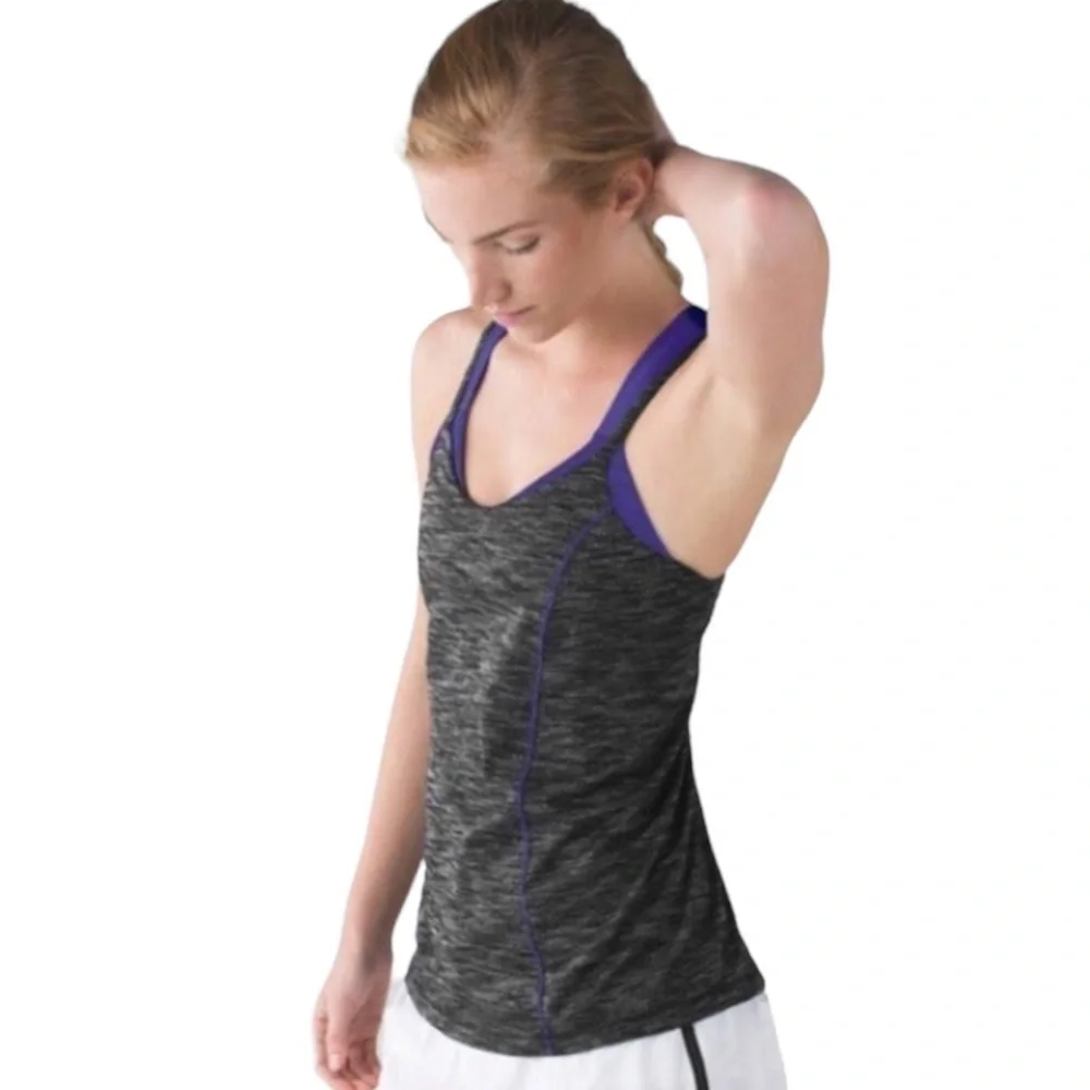 Lululemon Heather Black Iris‎ Purple Run for Gold Tank
