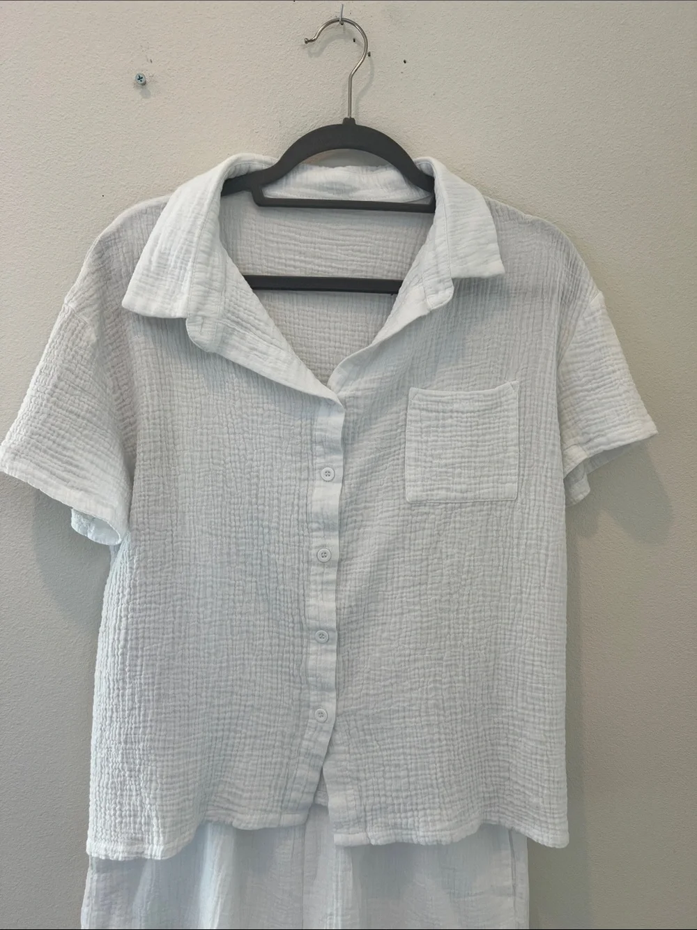 Women’s Casual 2-Piece Cotton Linen Set Button Down Oversized Shirt & Shorts