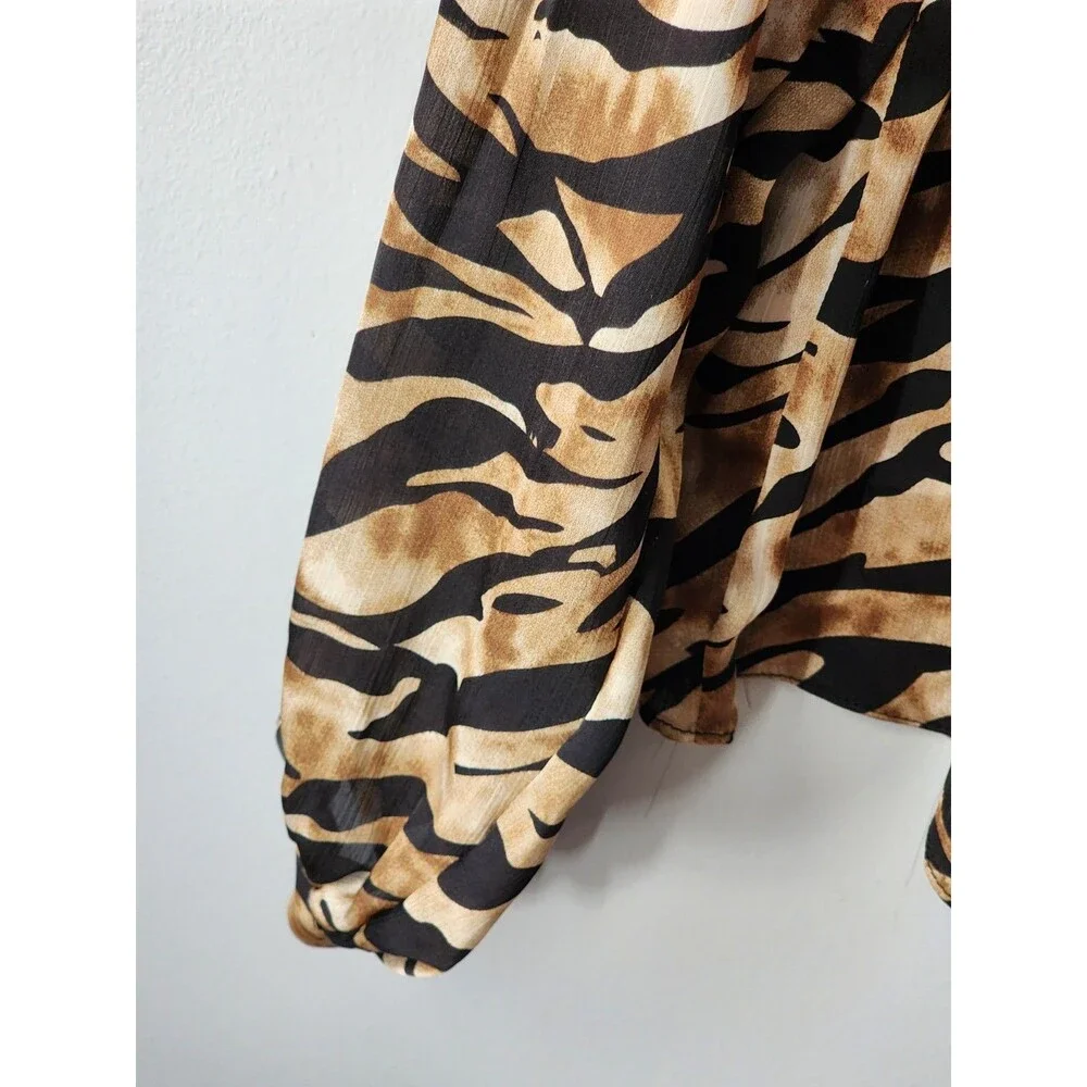 Vintage Andiamo Egypt Top Animal Print Made In Italy Size Medium New Semi Sheer