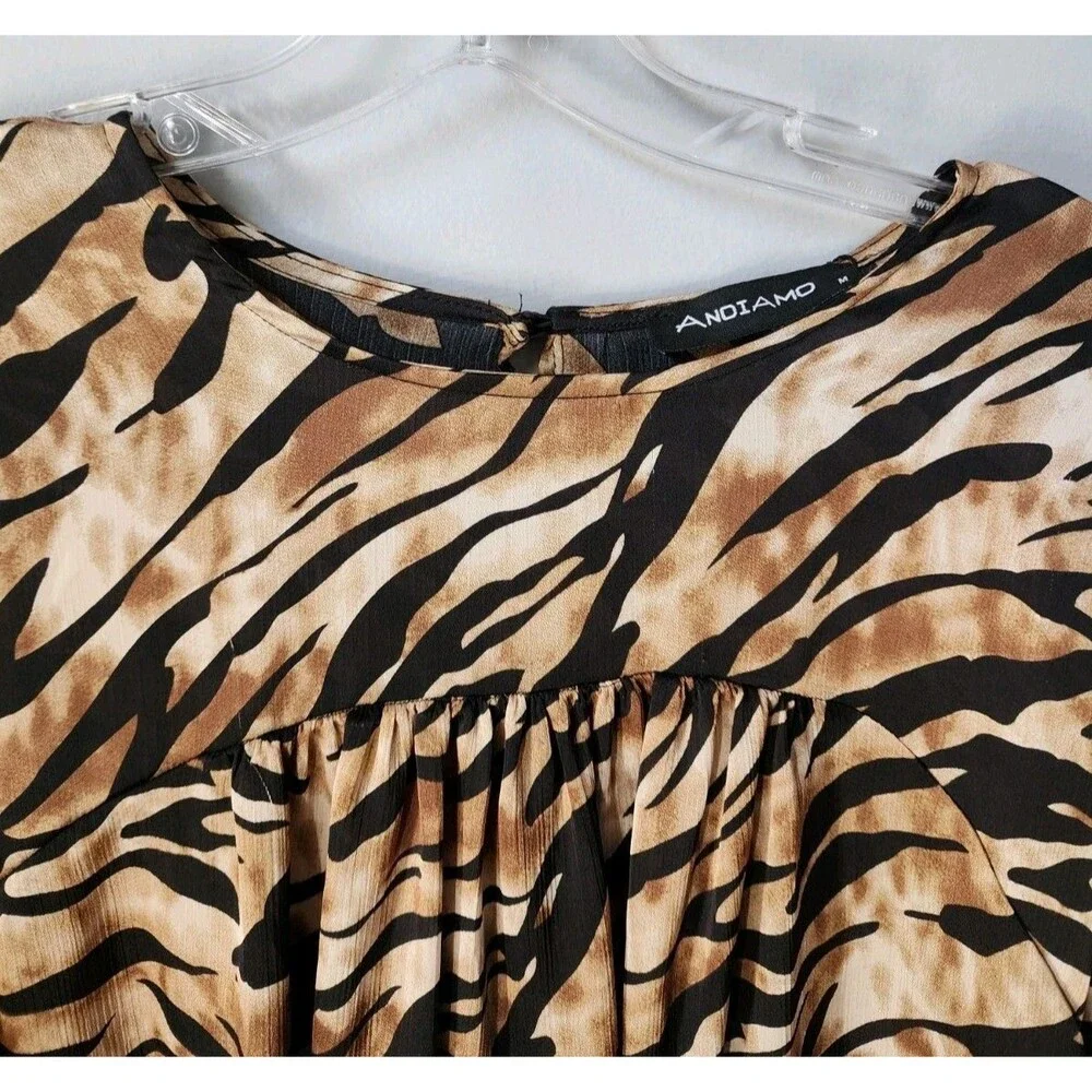 Vintage Andiamo Egypt Top Animal Print Made In Italy Size Medium New Semi Sheer