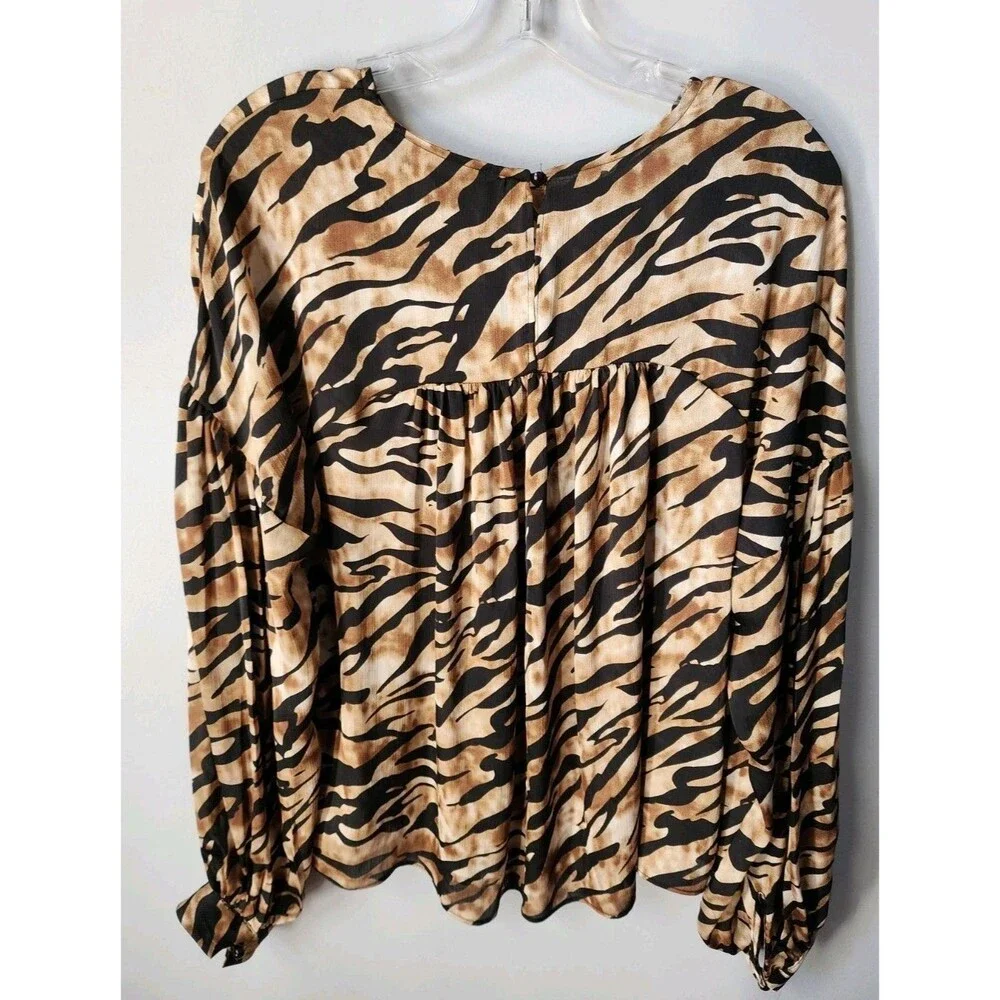 Vintage Andiamo Egypt Top Animal Print Made In Italy Size Medium New Semi Sheer