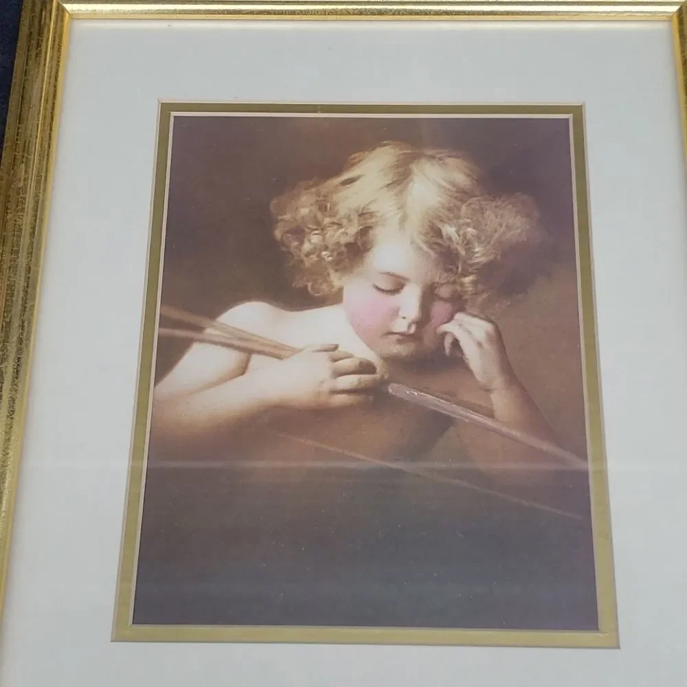 Vintage Home & Garden Party Sleeping Cherub Framed Art 15.5