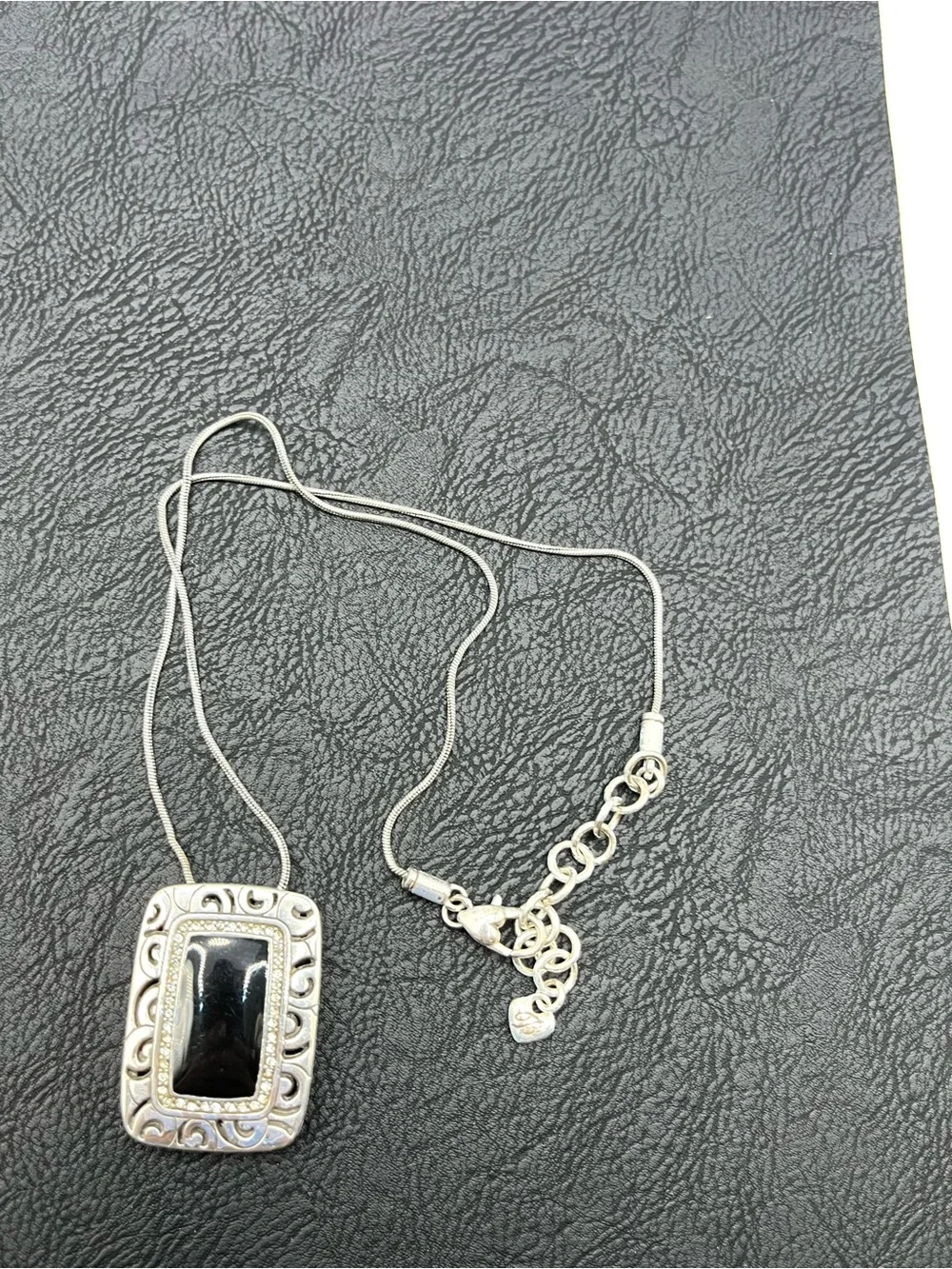 Brighton Rhythms Reversible Necklace Rectangle Pendant Black a