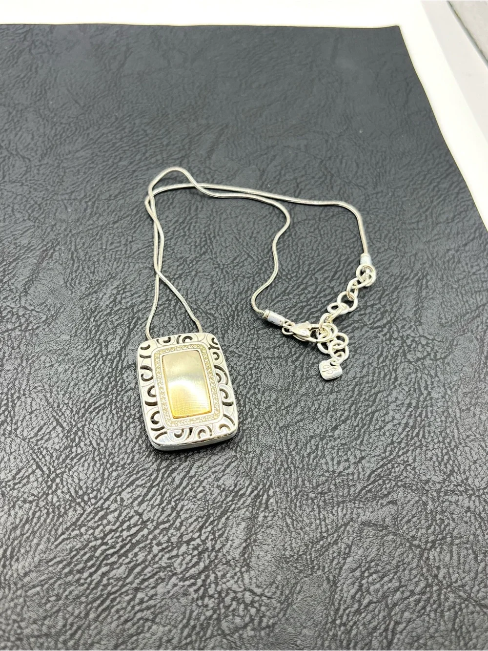 Brighton Rhythms Reversible Necklace Rectangle Pendant Black a