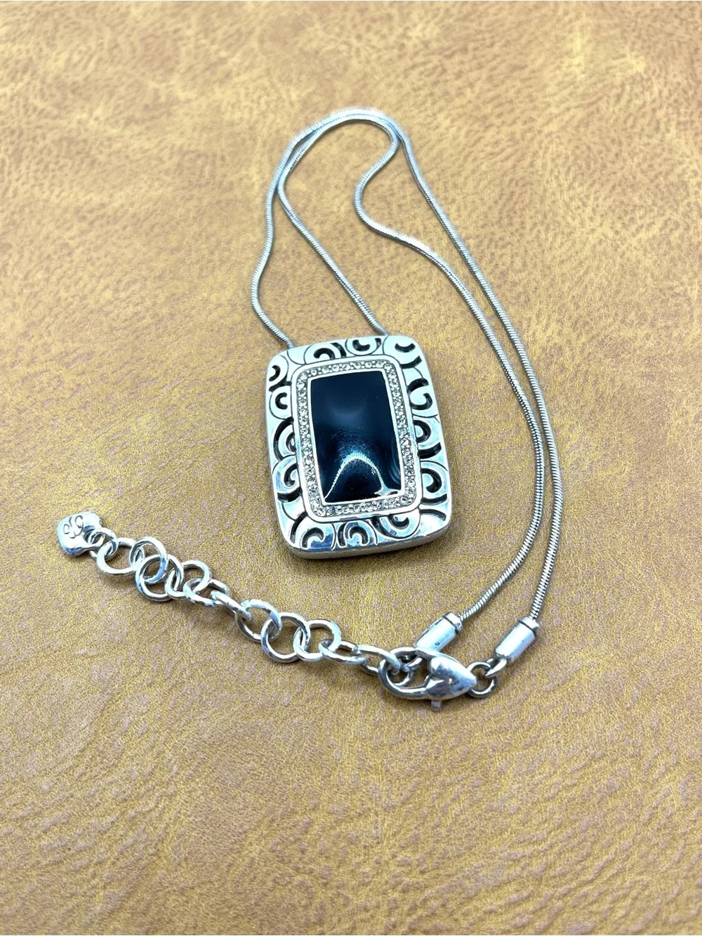 Brighton Rhythms Reversible Necklace Rectangle Pendant Black a