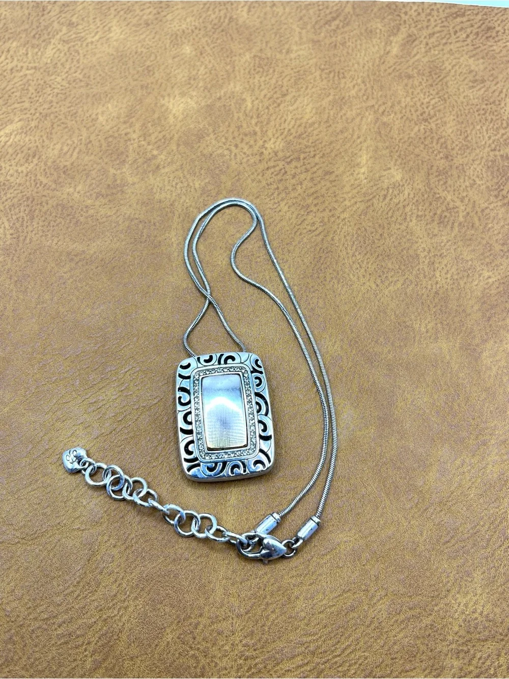 Brighton Rhythms Reversible Necklace Rectangle Pendant Black a