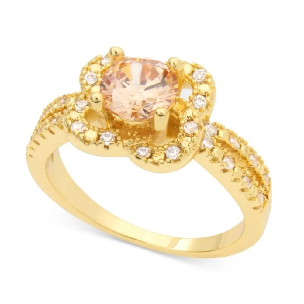 NWT Charter Club Gold-Tone Cubic Zirconia Knot Flower Ring size 9