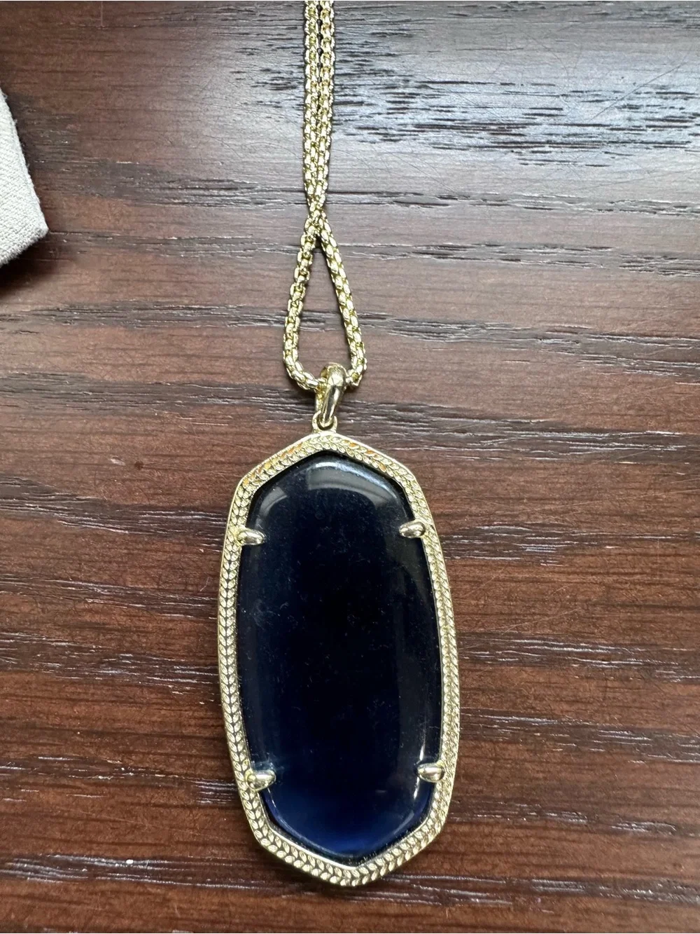 Kendra Scott Gold Necklace with Deep Blue Pendant