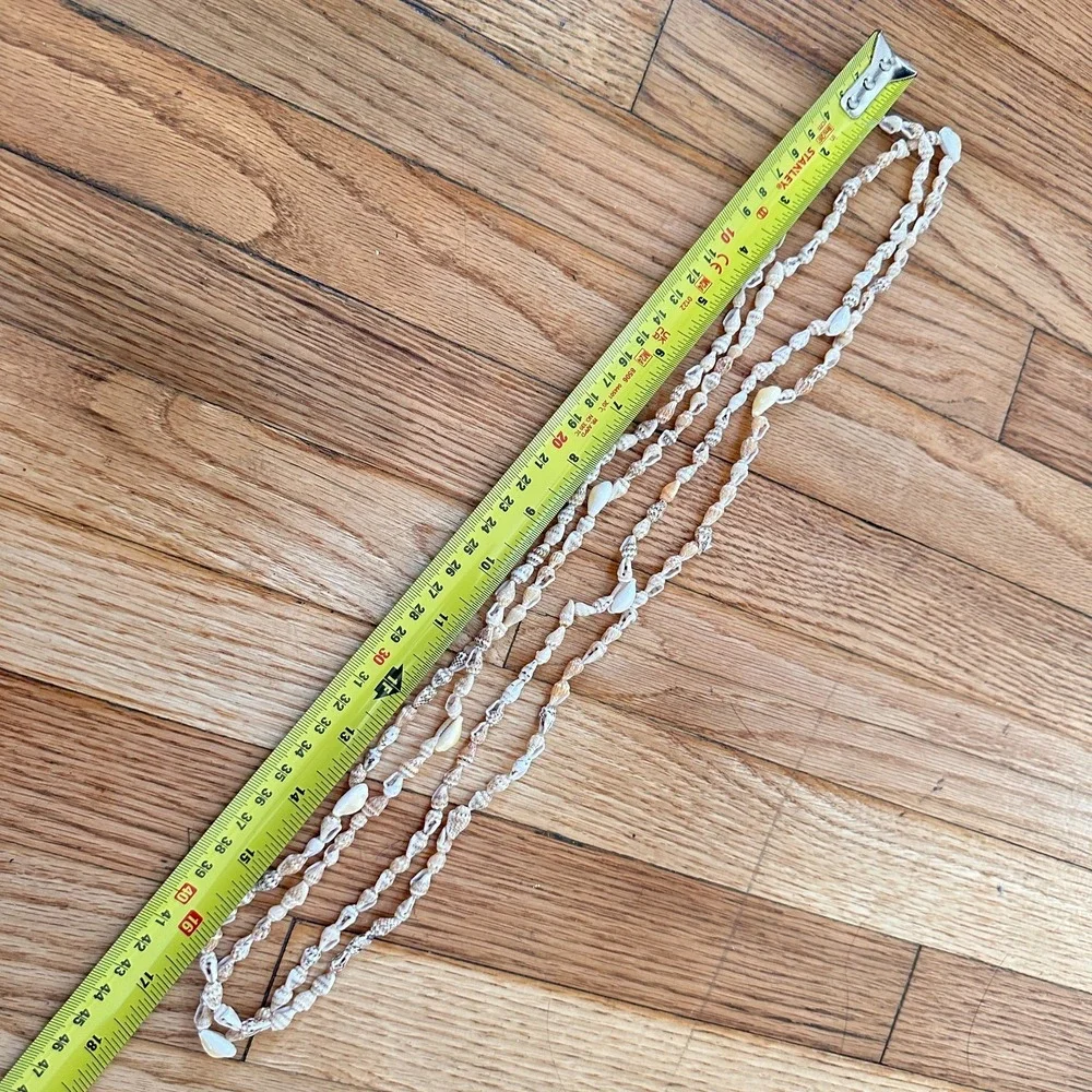 Natural Seashell Multi Strand Necklace Long Coastal Boho Vintage Beach Jewelry