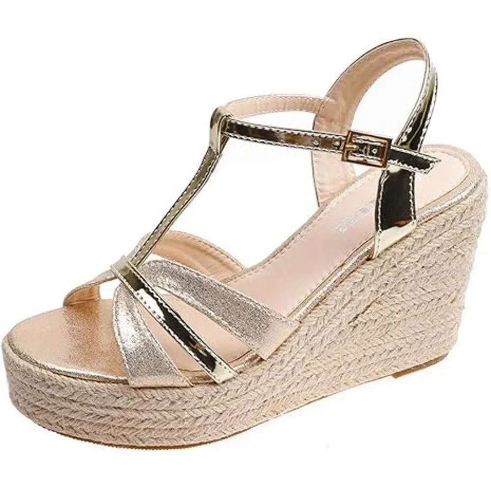 Makegsi Womens Size 10 Shiny Gold 4