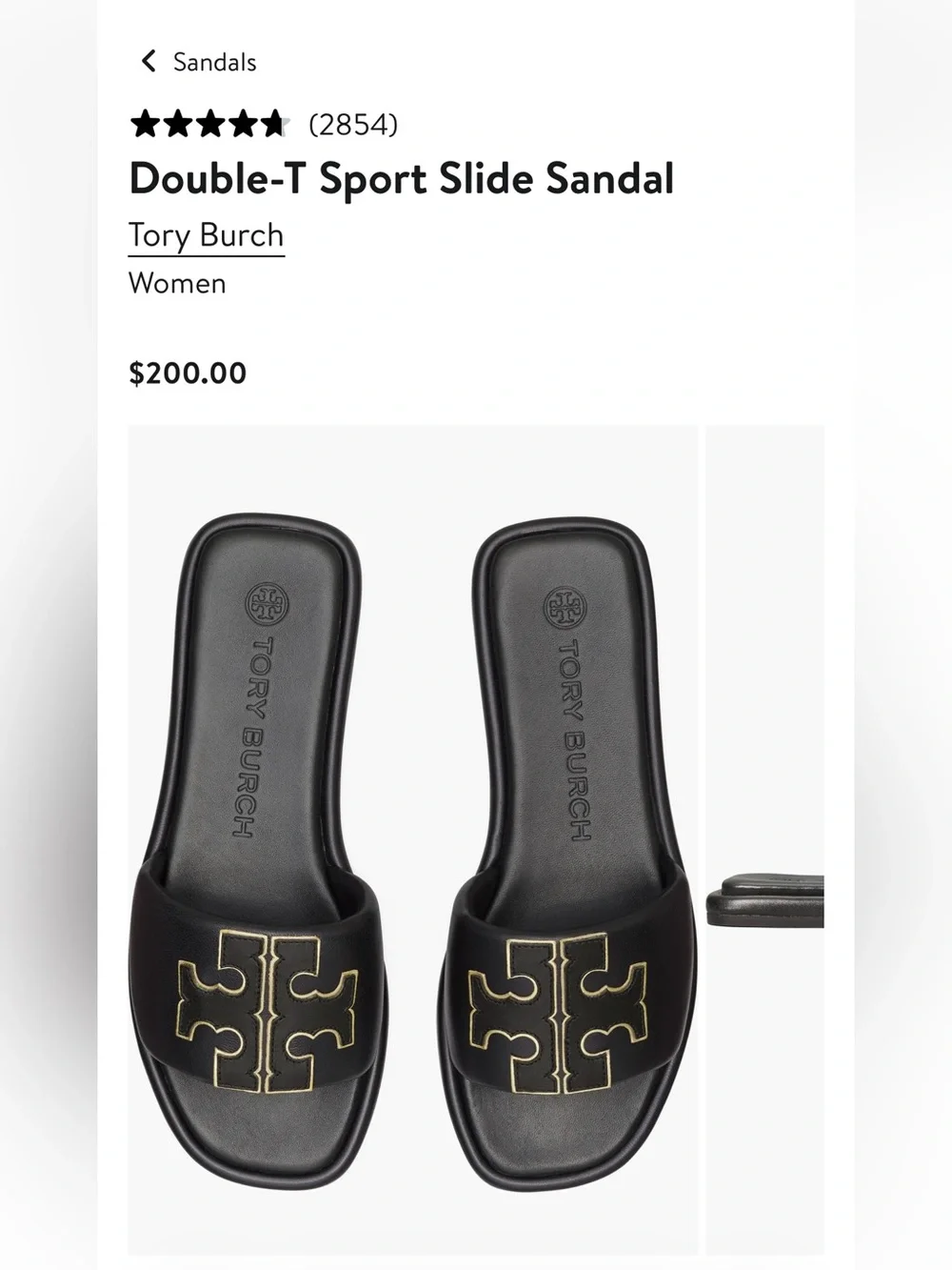 Tory Burch Black Slide Sandals with Gold Logo