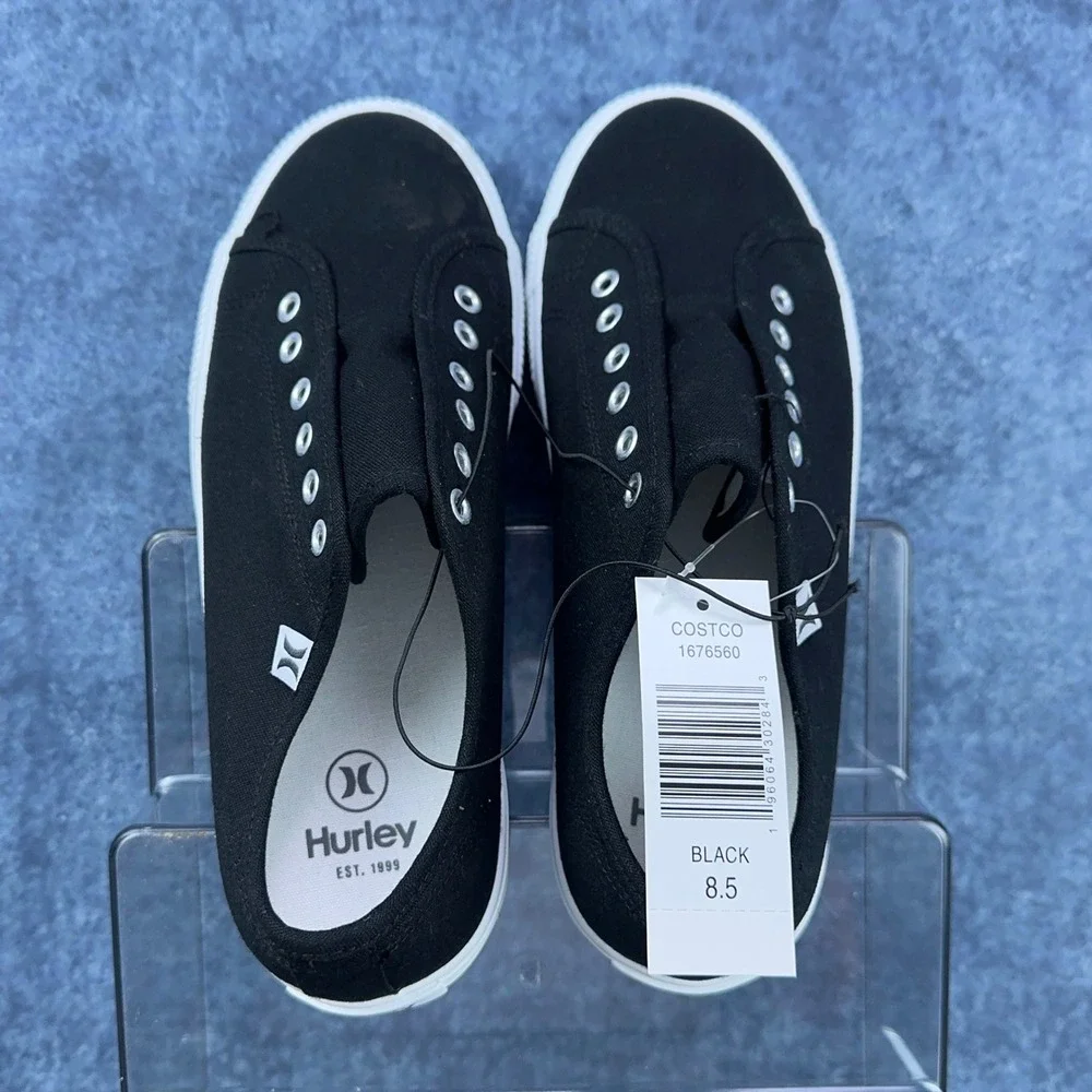 Hurley Chloe Womens 8.5 Black Canvas Slip On Sneakers Low Top Shoes‎ 1676560