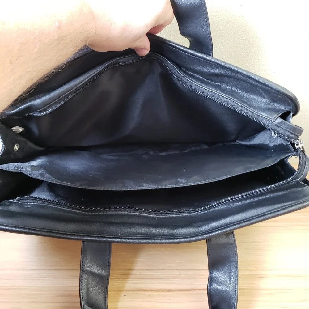 American Tourister Leather Briefcase Black‎ Office Commuter Bag Travel Buisness
