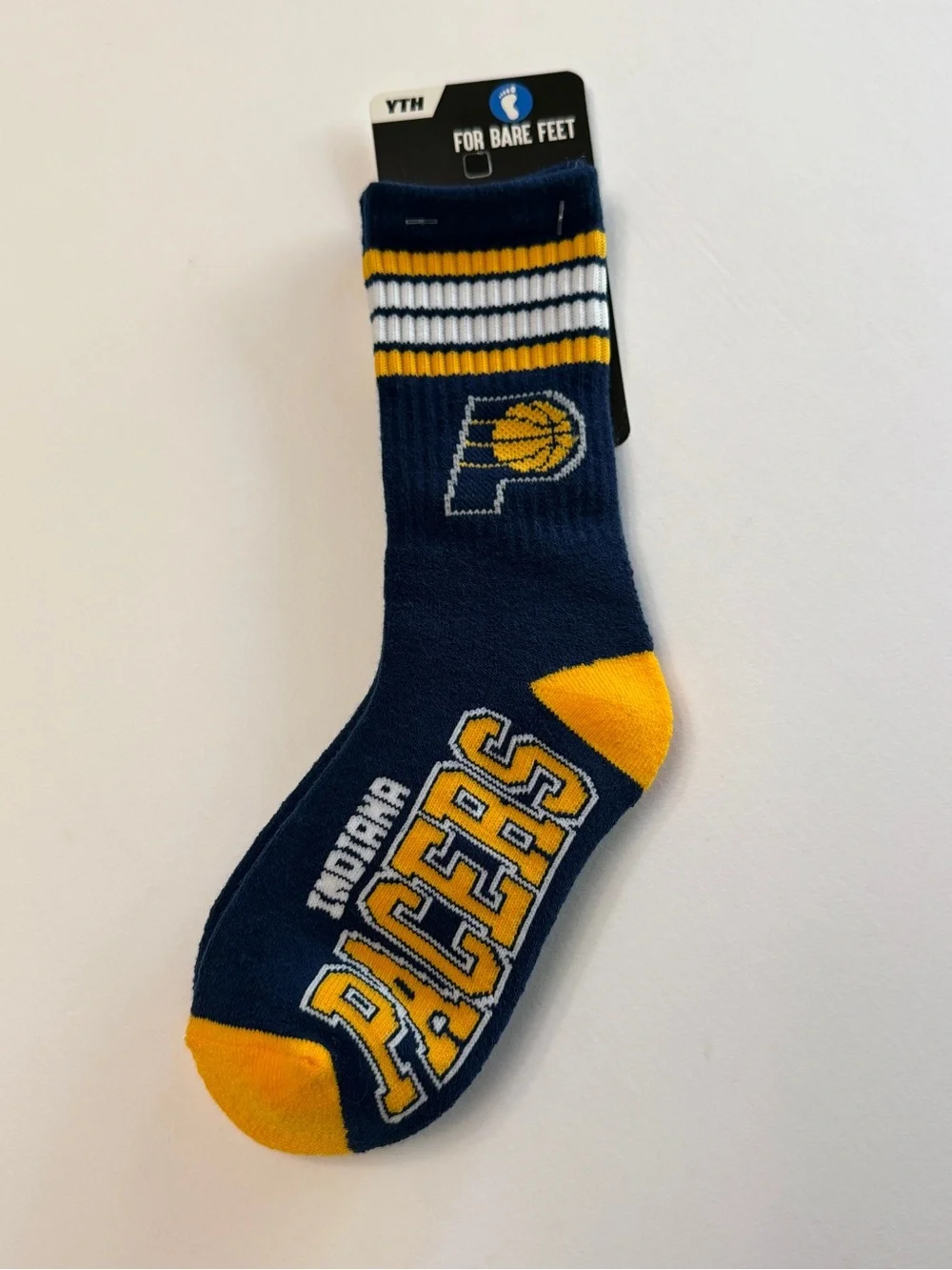 🆕Indiana Pacers Navy, Gold & White Crew Socks-Youth (size 13, 1-3)