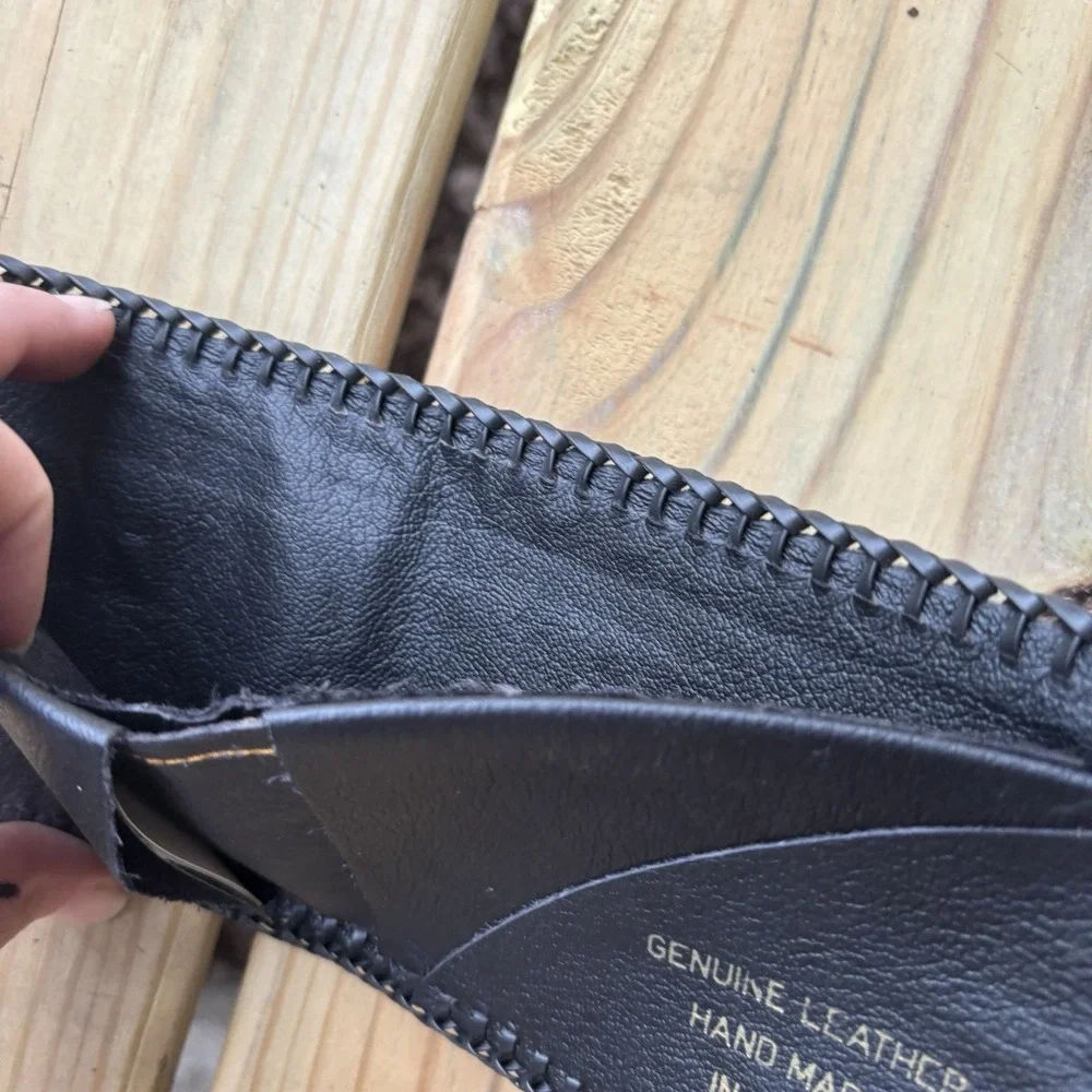 Vintage Handmade Leather Wallet Coon Hunting Bifold Hand Tooled Whipstitch USA