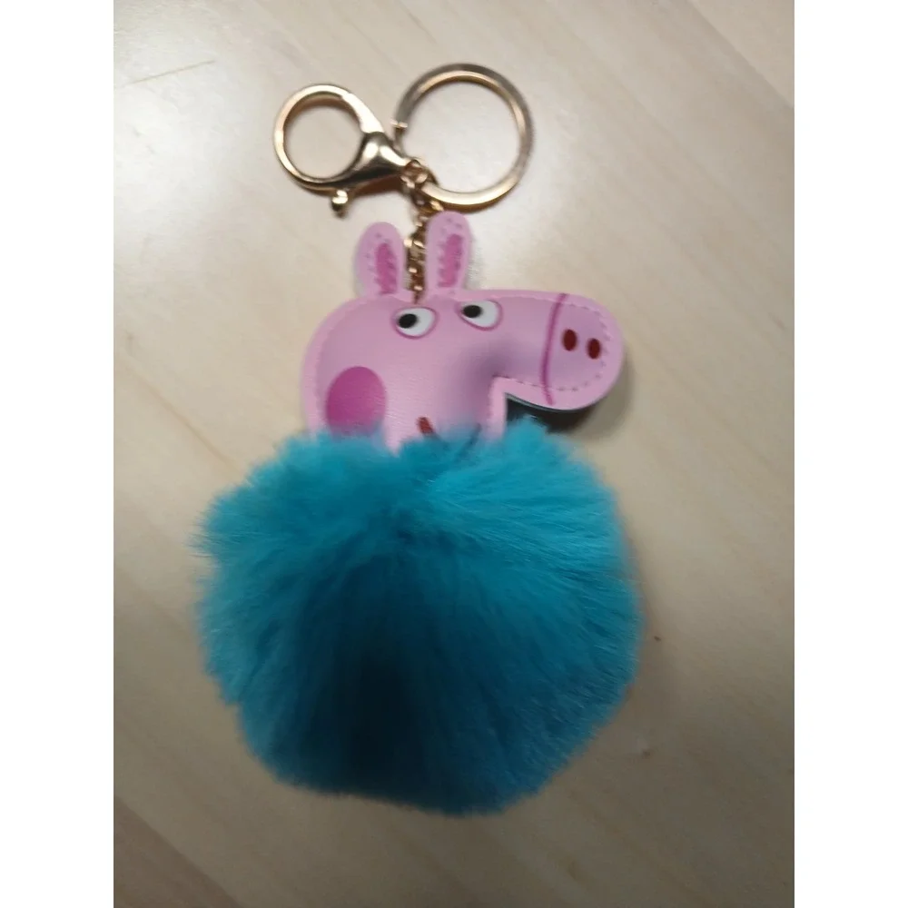 Peppa Pig Vibrant Blue Fur‎ Ball Keychains