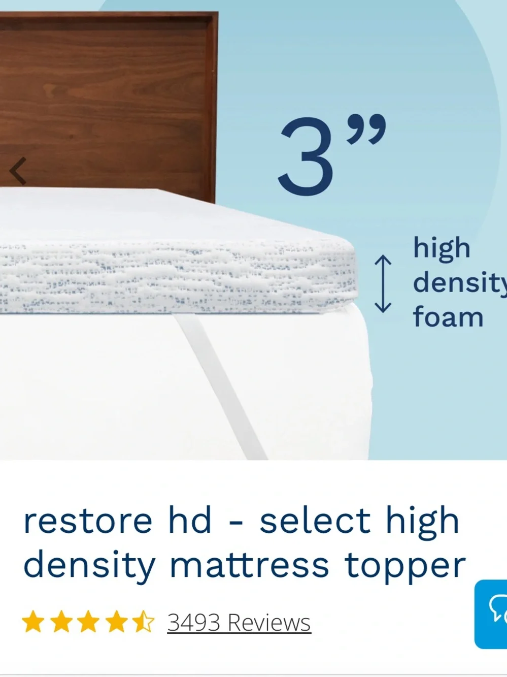NEW In BOX Viscosoft Restore HD High-Density Mattress Topper - Gray 3 “