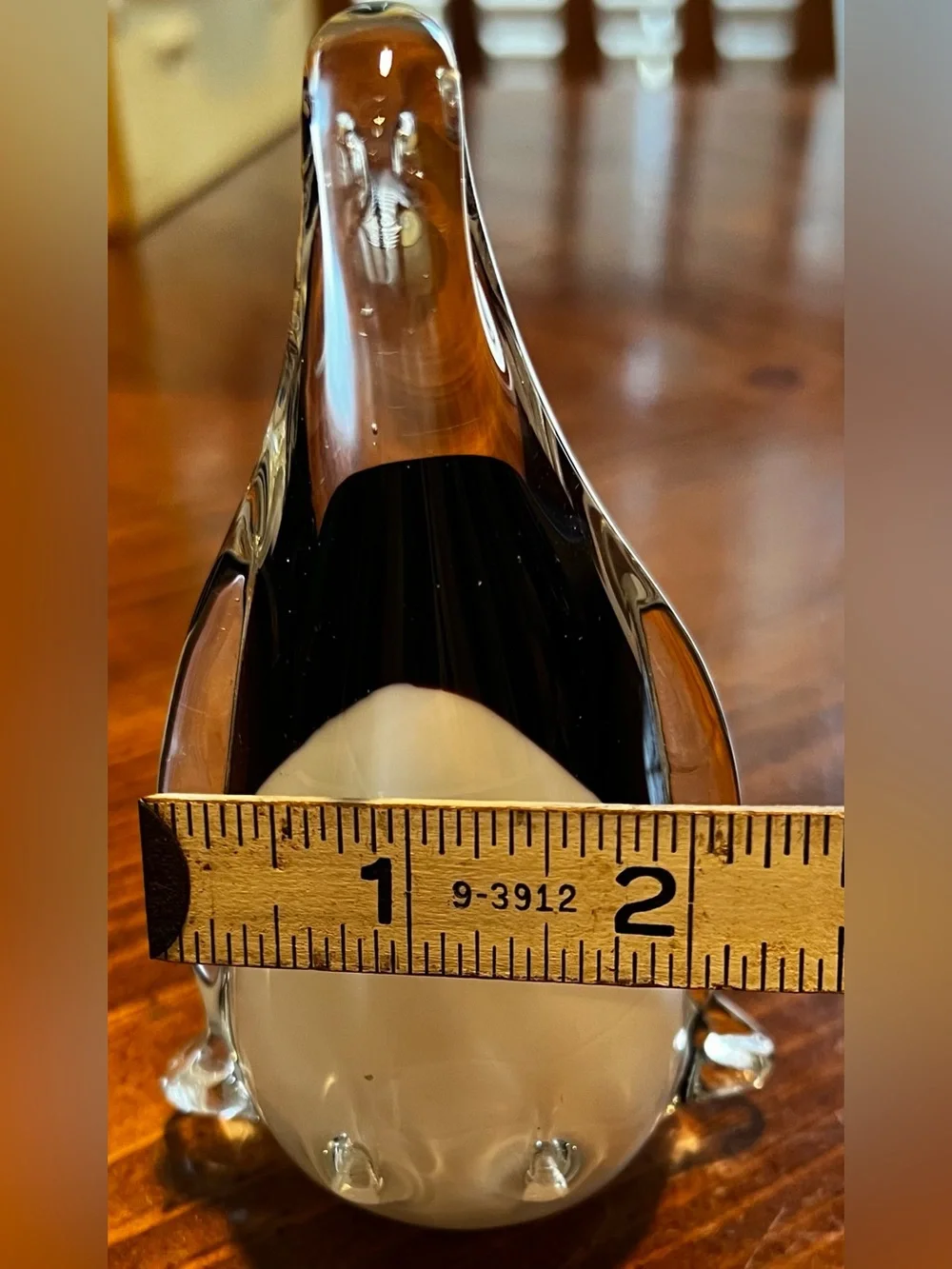 VTG Pier 1 Art Glass Penguin Paper Weight Hand Blown 5 Inches Tall Bird Figurine