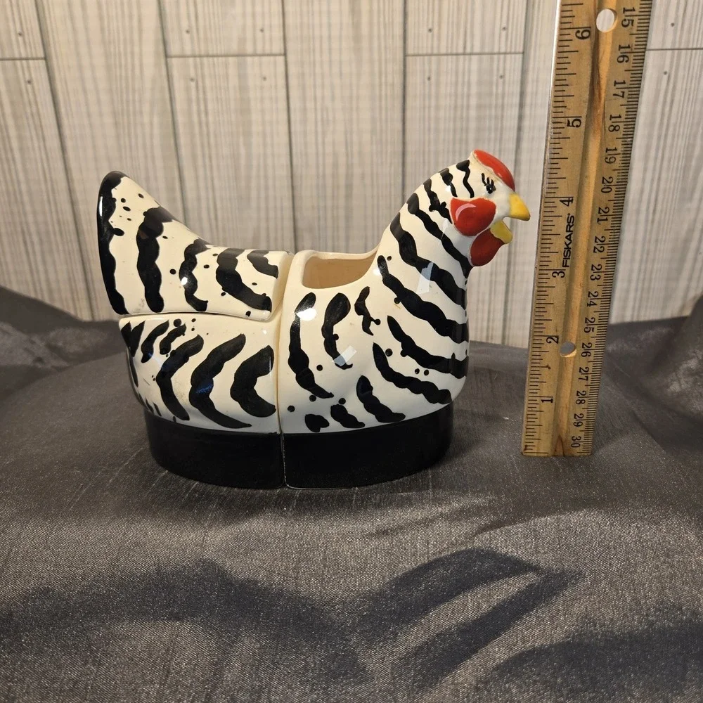 Vintag‎ Department 56 French Hen Black And White Collection Cream and Sugar Bowl