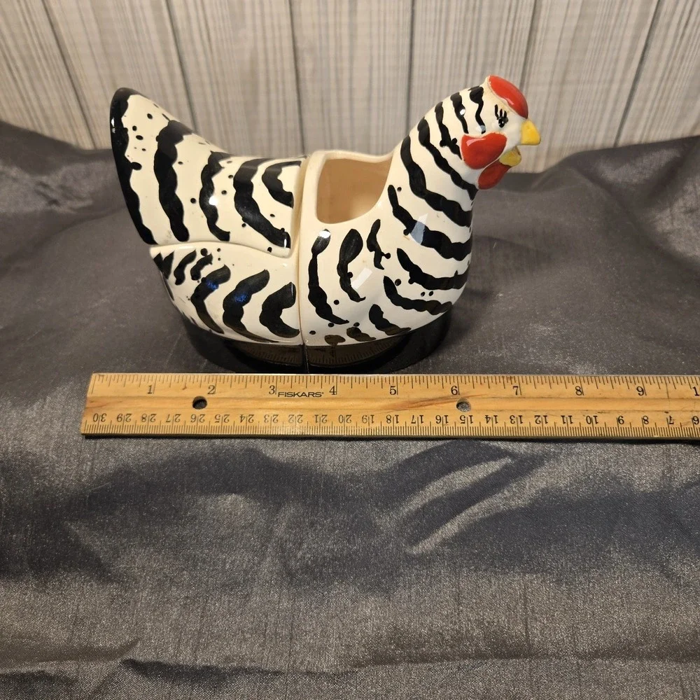 Vintag‎ Department 56 French Hen Black And White Collection Cream and Sugar Bowl