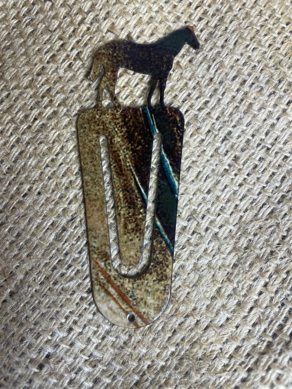 Enameled Metal‎ Rust-Toned Horse Bookmark - Brown