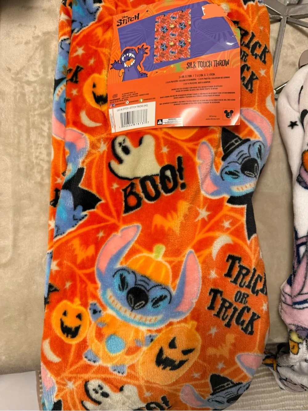 Disney Stitch Halloween Silky Touch Throw Blanket - Orange