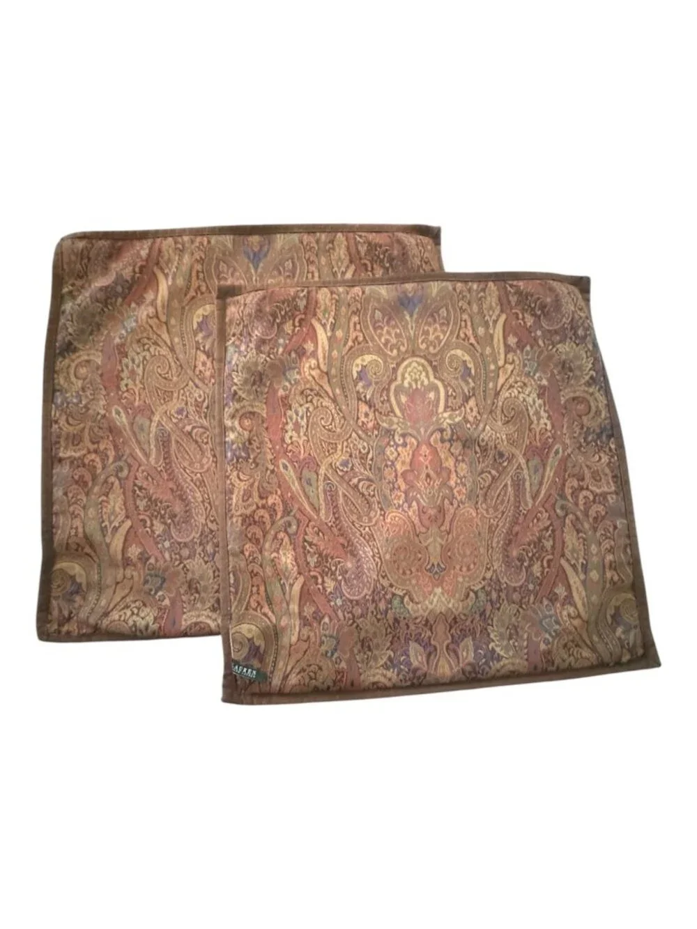 Lauren Ralph Lauren Dalmency Hall Paisley Euro Shams Pair 25x25 Suede Like Trim
