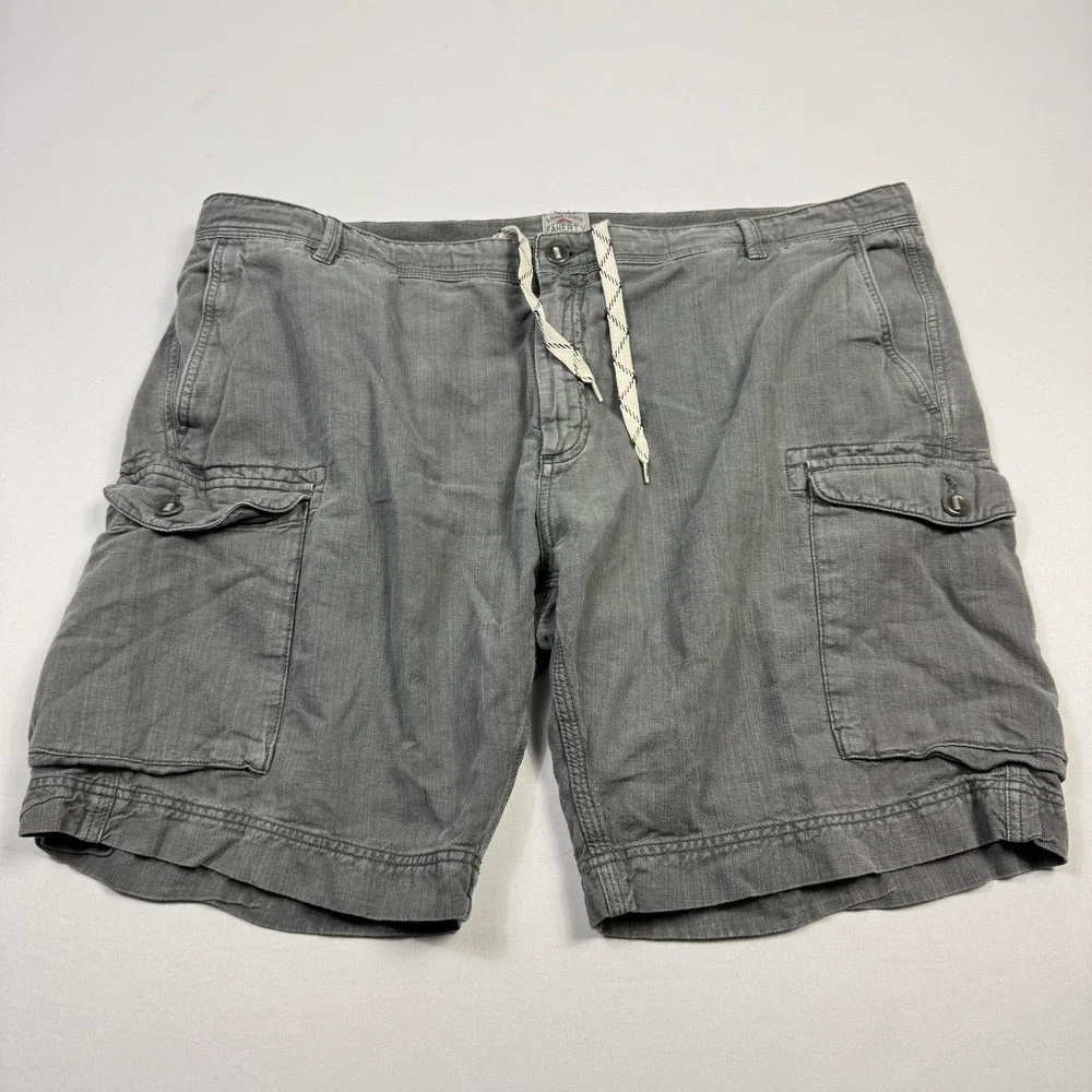 Faherty Brand Cargo Shorts Mens 40 Gray Linen Cotton Utility Pockets Drawstring‎