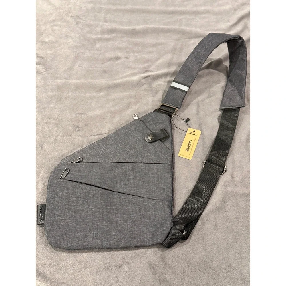 Wander+ Anti-Theft Sling Bag Heather Gray Slim Travel Crossbody Shoulder Bag NWT