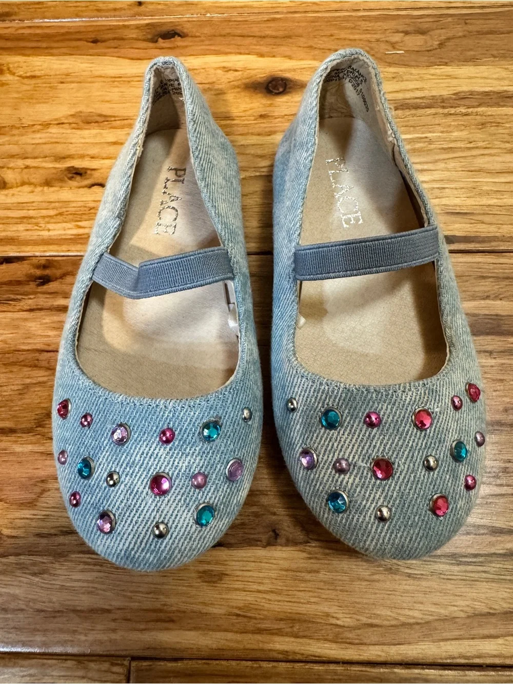 Childrens Place Girls Denim‎ Blue Mary Jane Dress Shoe Size 7 Jewels