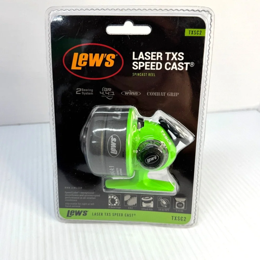 lews Laser TXSC 2 Speedcast Fishing Reel Spincast NIB Closed Face Push Button