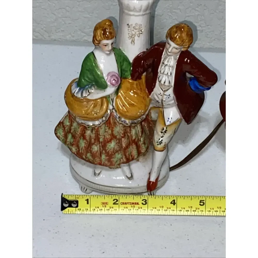 VTG Set Of‎ 2 Made In Occupied Japan Porcelain Lamps Figurines Couples Work READ