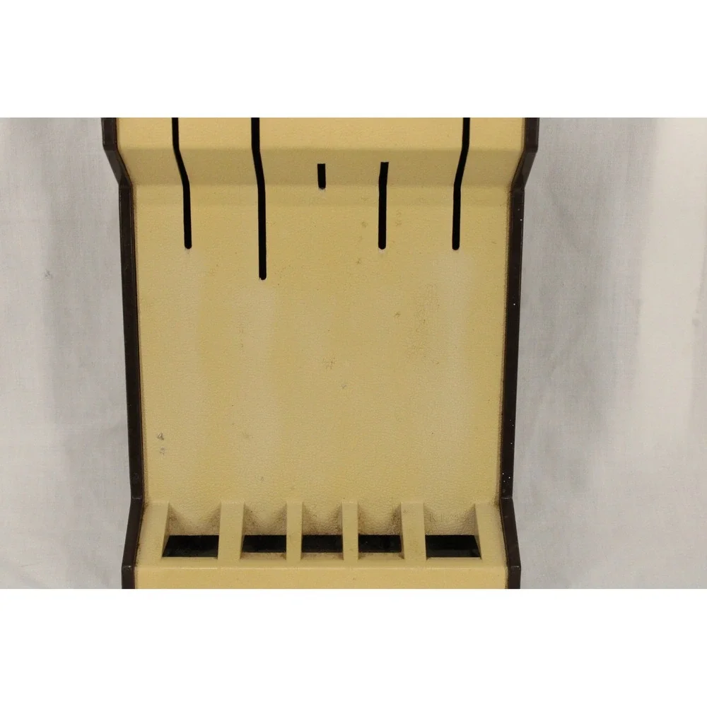 Cutco Knife Storage Tray Wall Mount 5 Slot Brown Cream Plastic