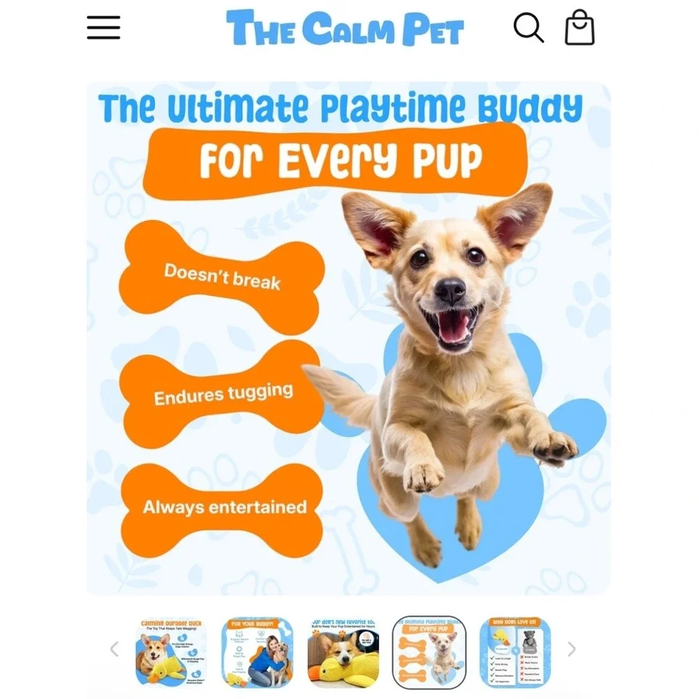 The Calm Pet Ultimate Tough Toy Bundle Set Of 3 Squeeker Calming Tough‎ Dog Toys