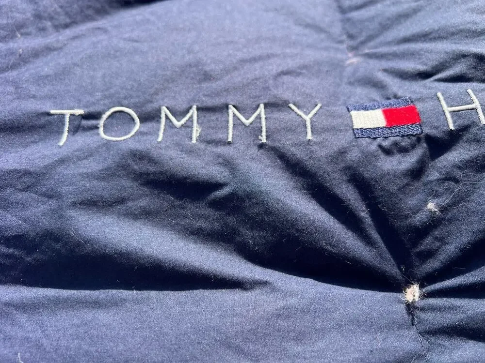 Vintage Tommy Hilfiger Red Blue Pattern REVERSIBLE Down Comforter Size Full