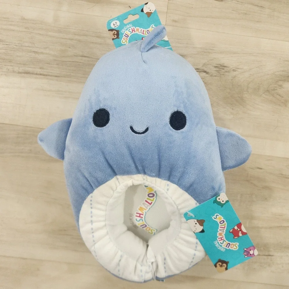 Squishmallows Samir the Whale Plush Kids Slippers‎ Size 6-7 NWT