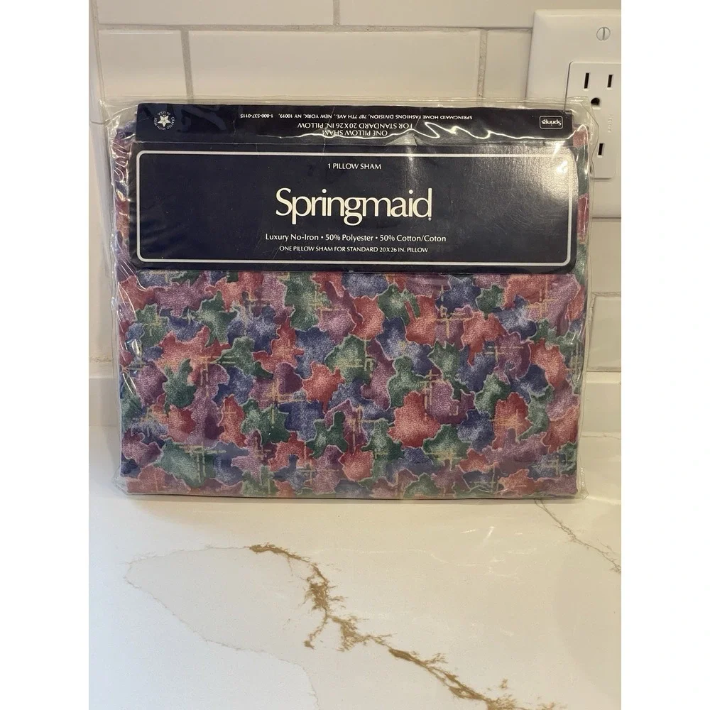 Vintage Springmaid Spring Jewel Single Pillow‎ Sham Standard No Iron 1990s New