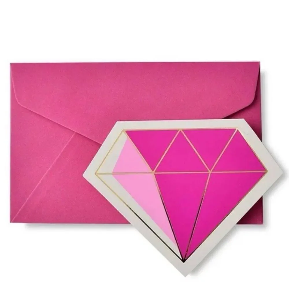NWT W box Zoomerang 16 Gold Foil & Jewel Tone Diamond Note Cards & envelopes