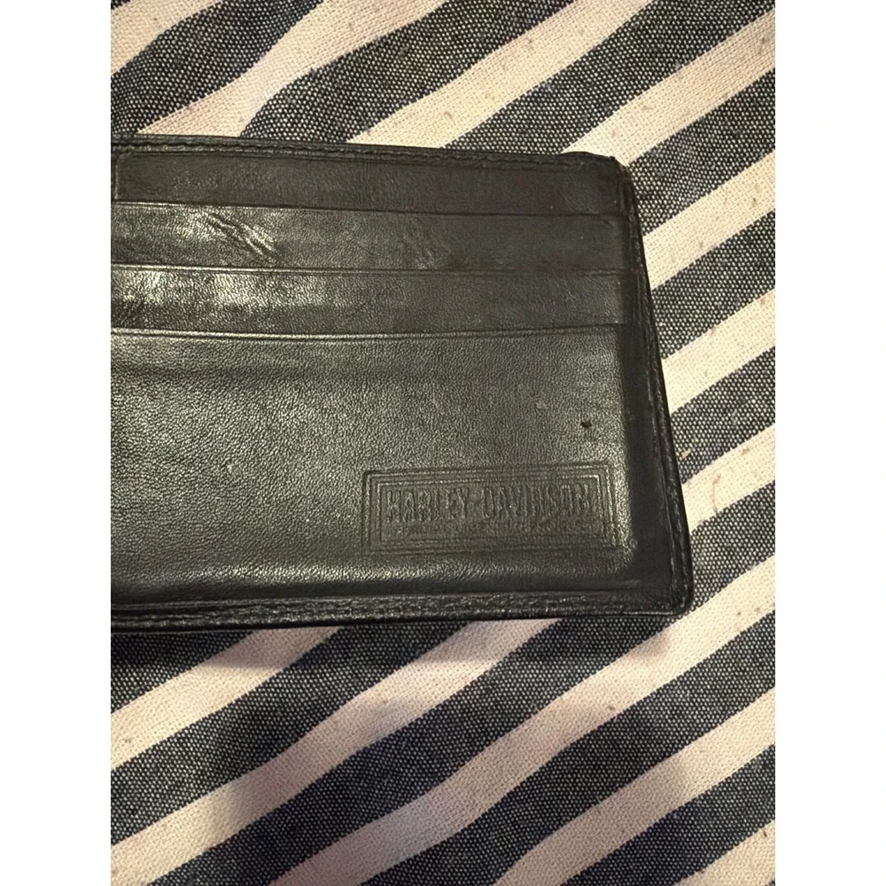 Harley-Davidson‎ Mens Black Pebbled Leather Bifold Wallet Embossed Logo