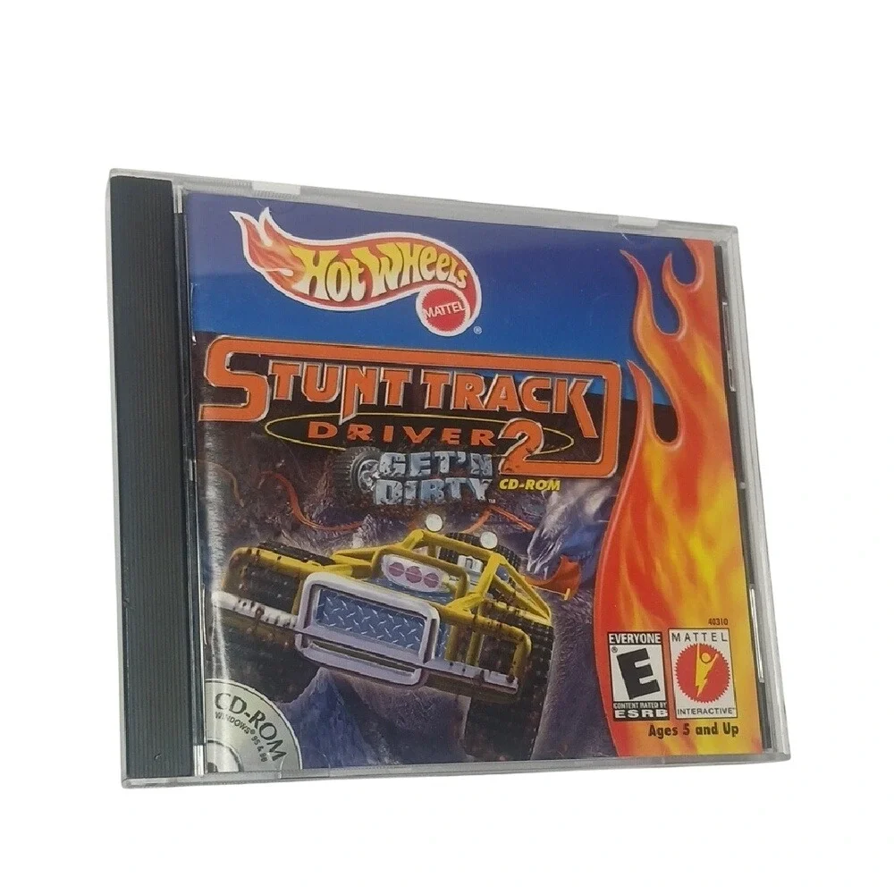 Mattel‎ Hot Wheels Stunt Track Driver 2 PC CD-ROM Kids Blue Vintage 2000 Racing