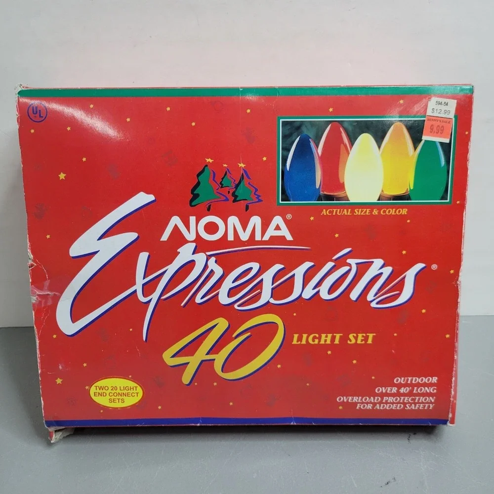 Noma Expressions 40 Outdoor Light Set Multi Ceramic Red‎ & Green Bulbs Christmas