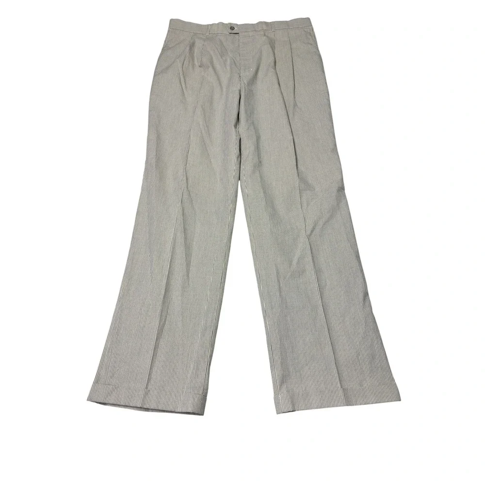 Vintage‎ NWT AKA Eddie Bauer Mens Seersucker White Striped Pleated Pants 40X34