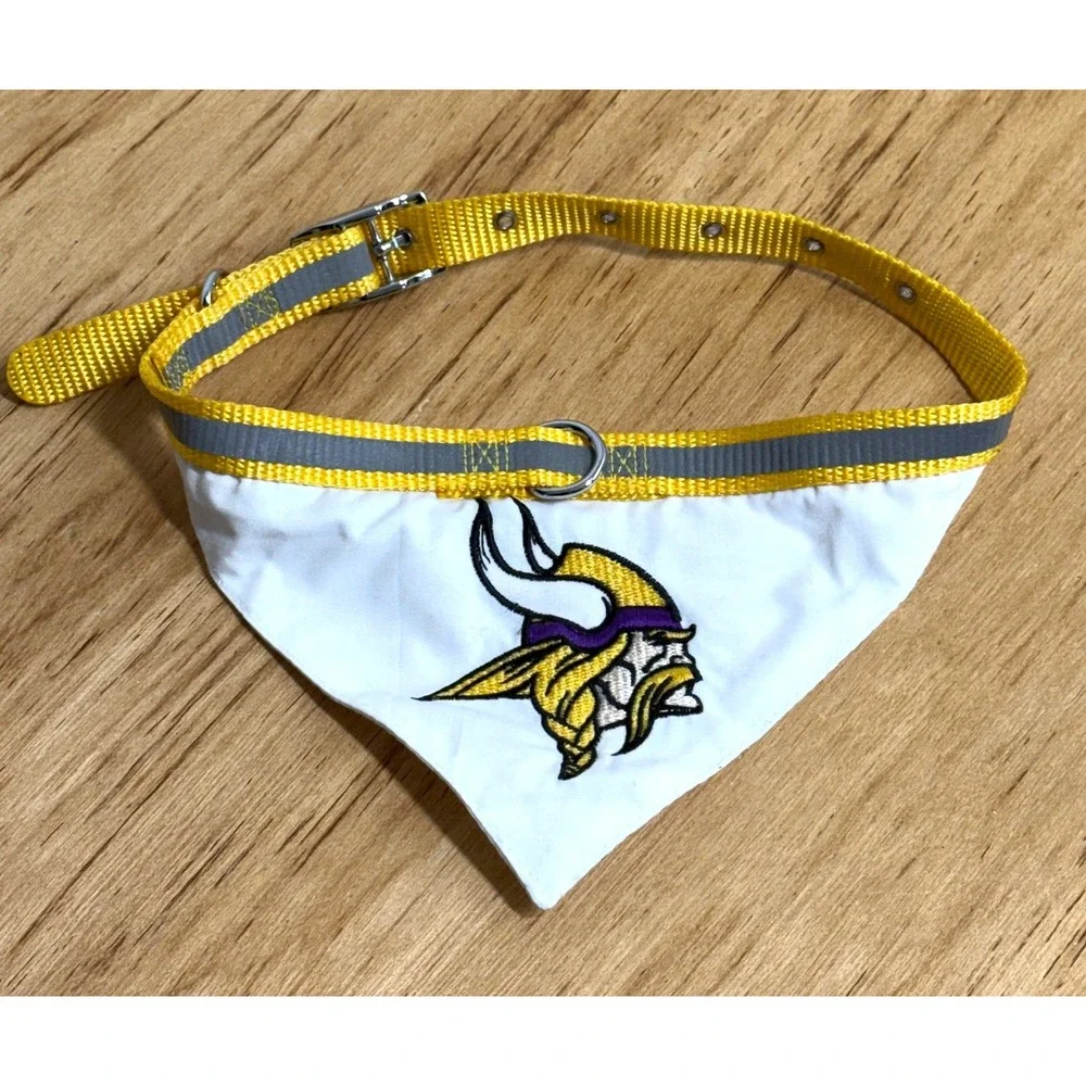 Pets First Minnesota Vikings‎ Dog Bandana Collar Reflective Yellow White NFL