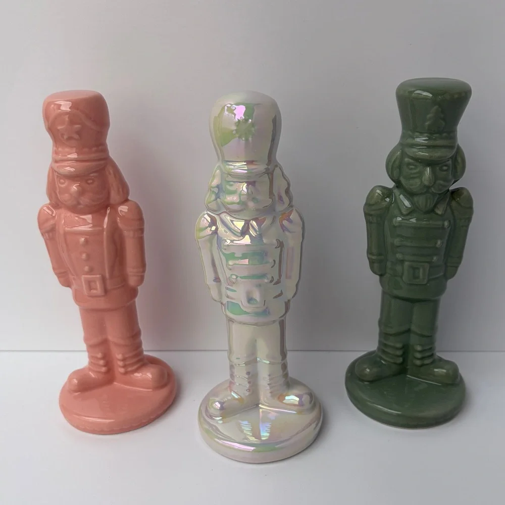 Target Dollar Spot Set of 3‎ Iridescent Ceramic Nutcrackers Bullseyes Playground
