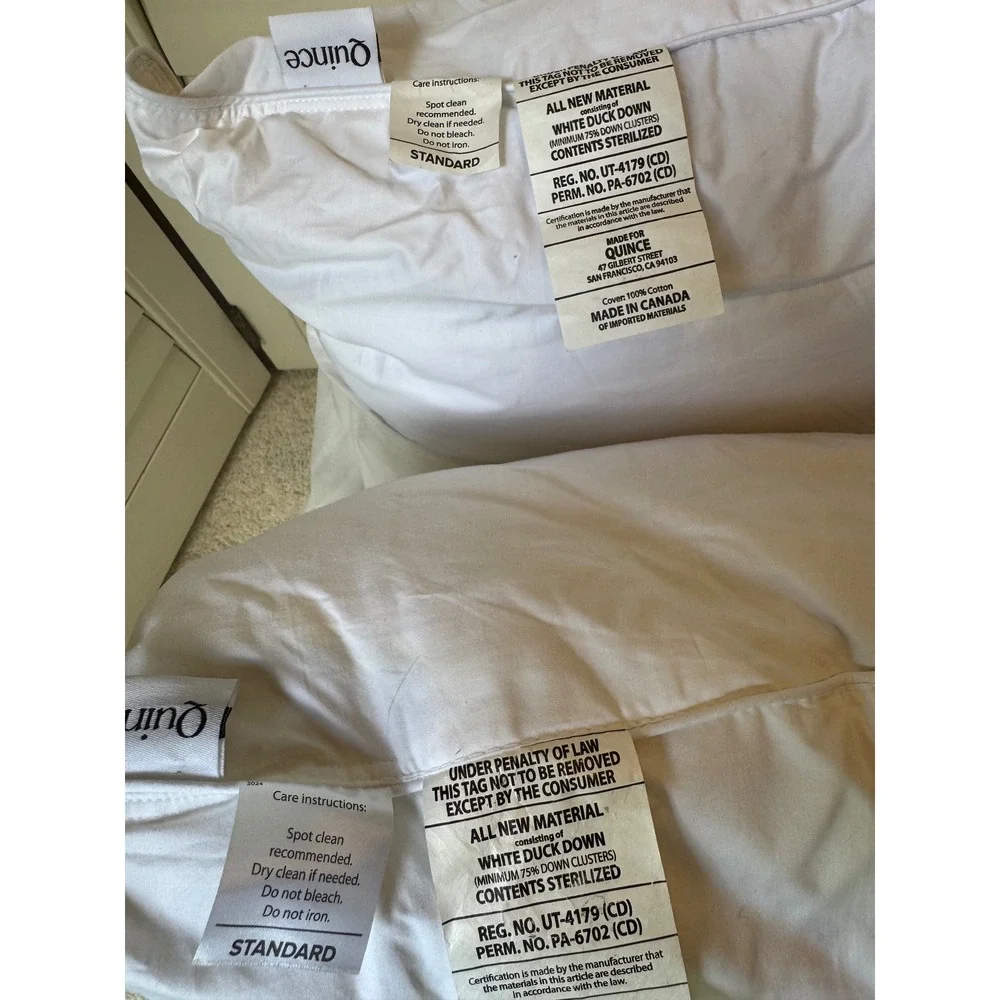 Quince Premium Down Pillows Standard Medium + Firm Set of 2 650 Fill Power