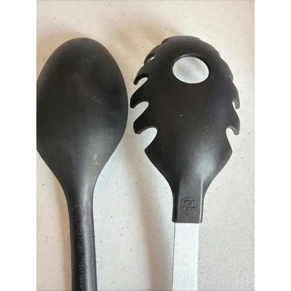 kitchen lot 4 Pc Black Nylon Plastic Utensils Spatula Spoons Ladle pasta slotted
