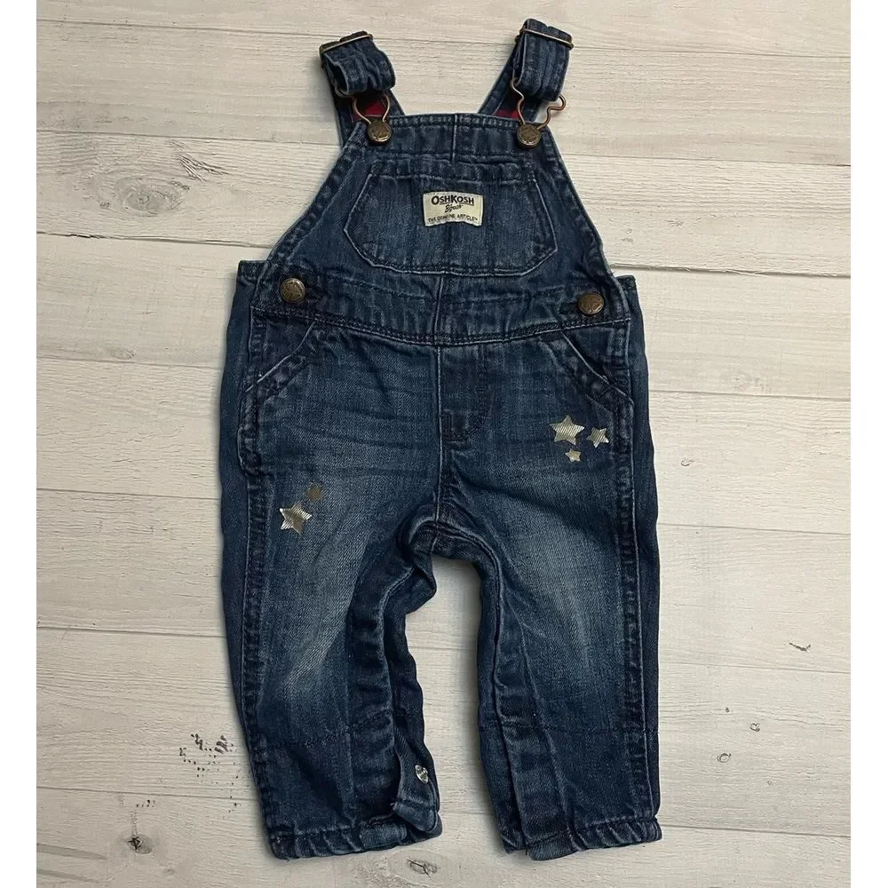 Osh‎ kosh b'gosh denim star overalls 3-6 months