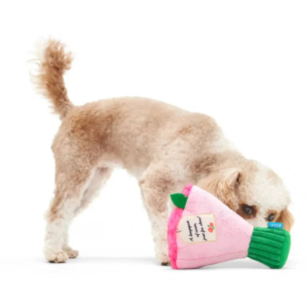 NWT BARK Boopquet of Roses Bouquet of Flowers Dog Toy, Pink & Green, M-L 20+ lbs