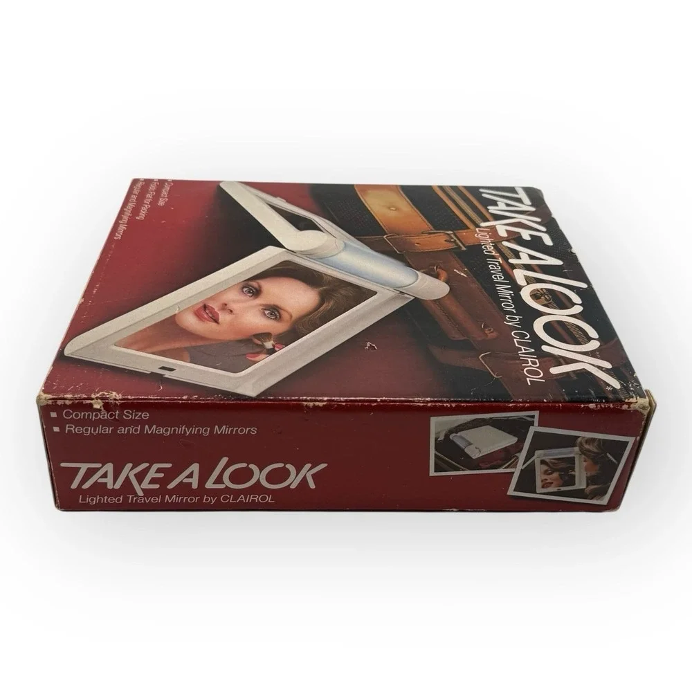 Clairol Take A Look Lighted Vanity Travel Mirror TM-1 1979 Make-Up Retro Vintage